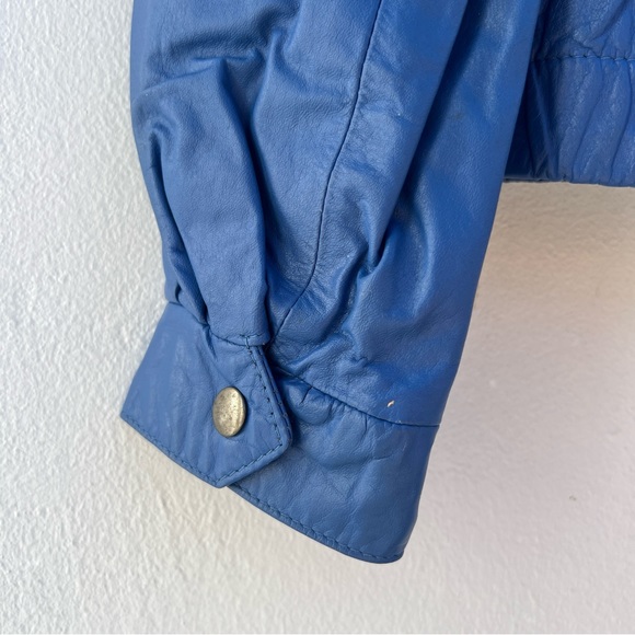 90s Blue Leather Zip Up Jacket - Picture 16 of 16